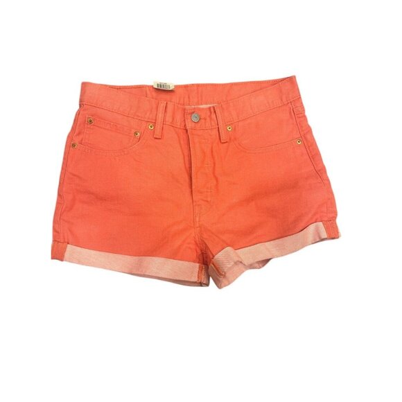 LEVI'S 501 Original Button Fly Cuffed Hem Denim Short Size 30 Salmon Pink - Picture 1 of 5
